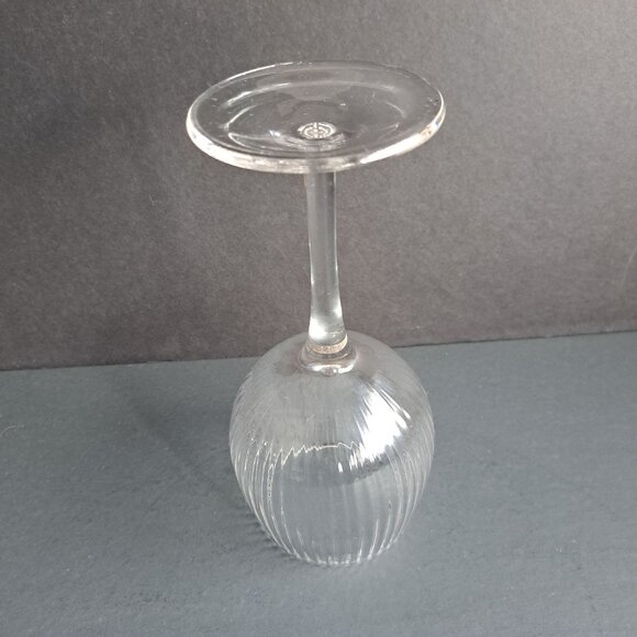 Vintage Clear Ribbed Glass Goblet 8.75" Tall Large Wine Water Stemware Elegant - Picture 5 of 11